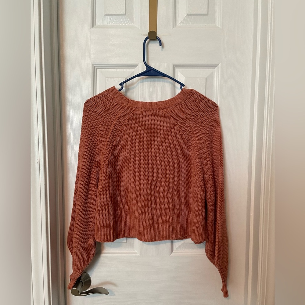She + Sky Orange Cropped Sweater - Picture 2 of 4
